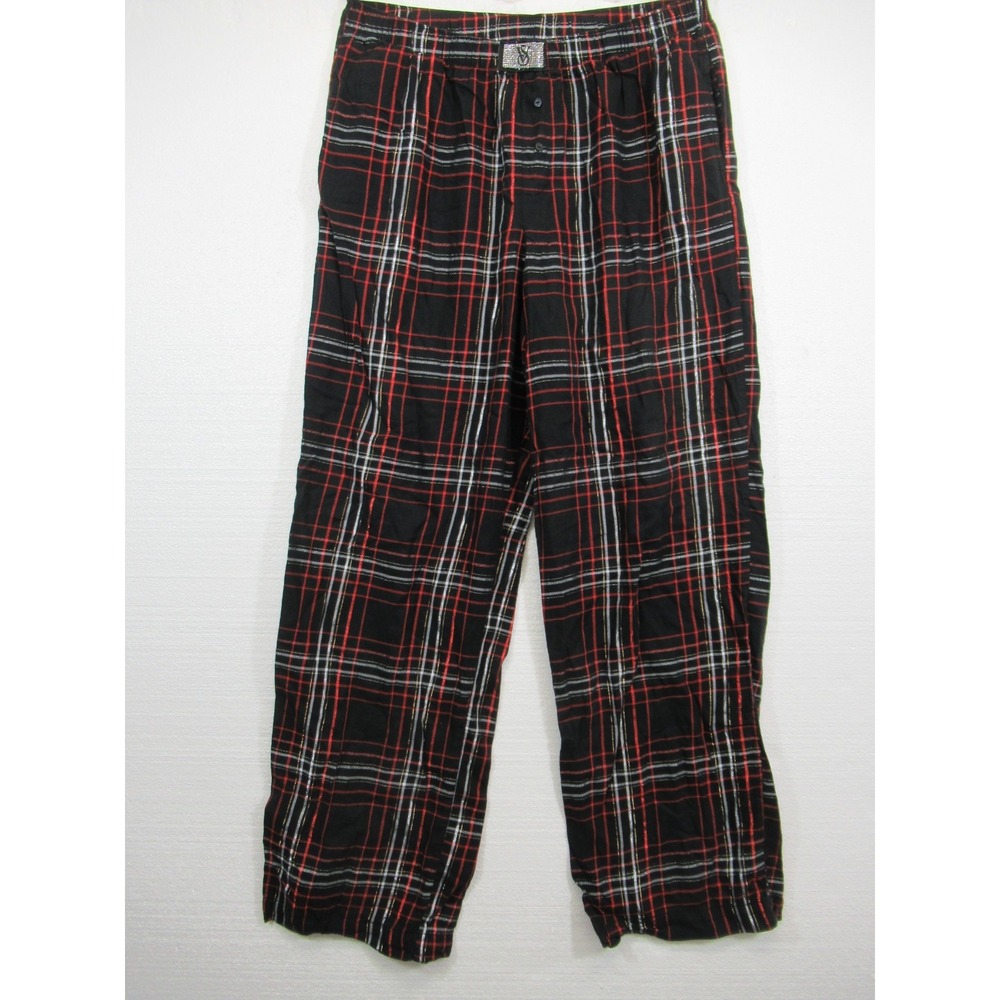 Victoria's Secret Rhinestone Bling Glitter Pajama Pants Women L Black Pockets